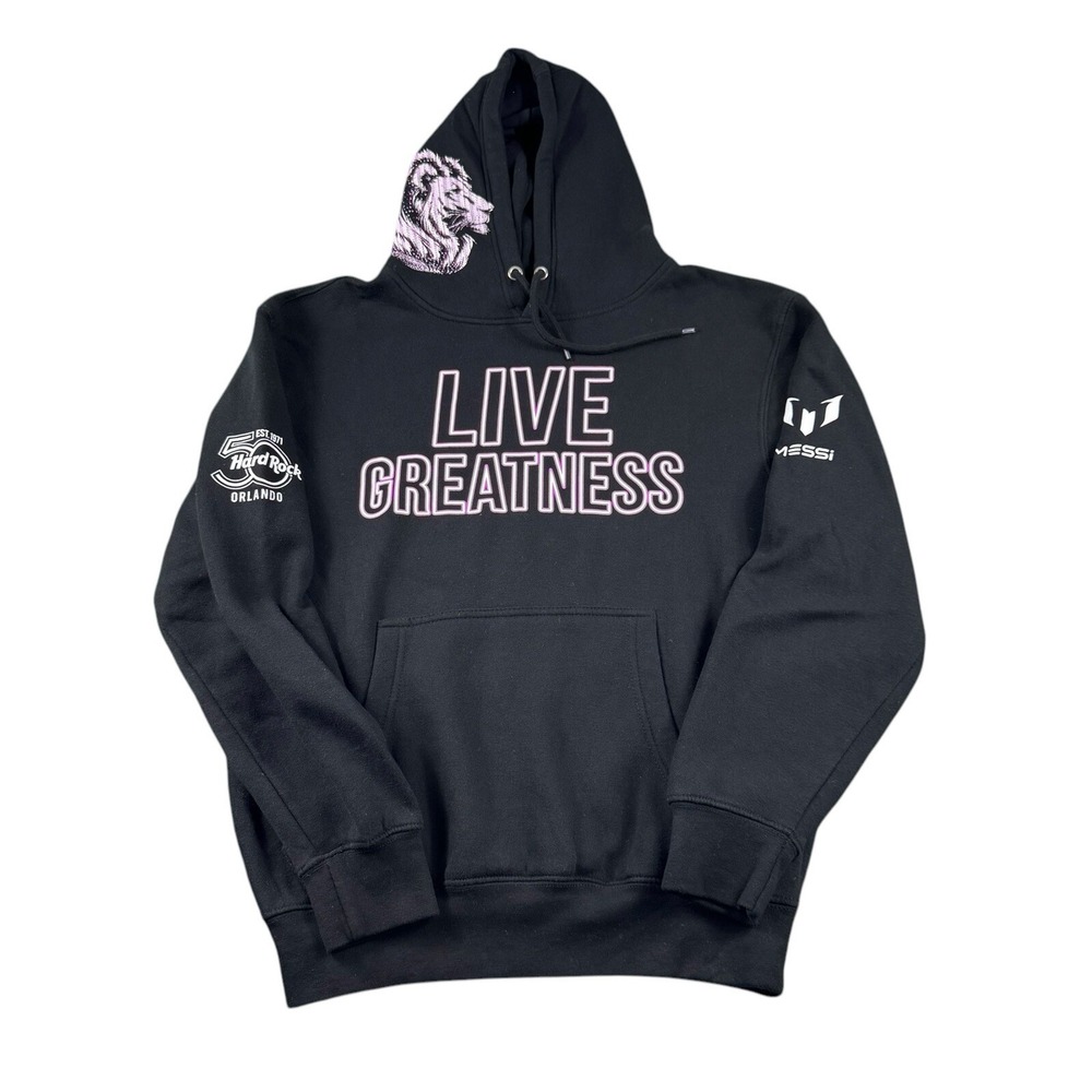 Hard Rock x Lionel Messi Mens M Soccer Futbol Hoodie Faded Black Pullover 2425